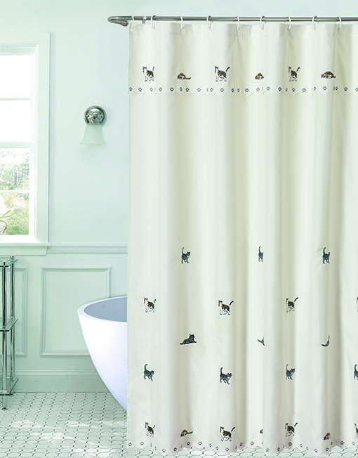 Cats Shower Curtain With Attached, Fabric Shower Curtains With Attached Valance