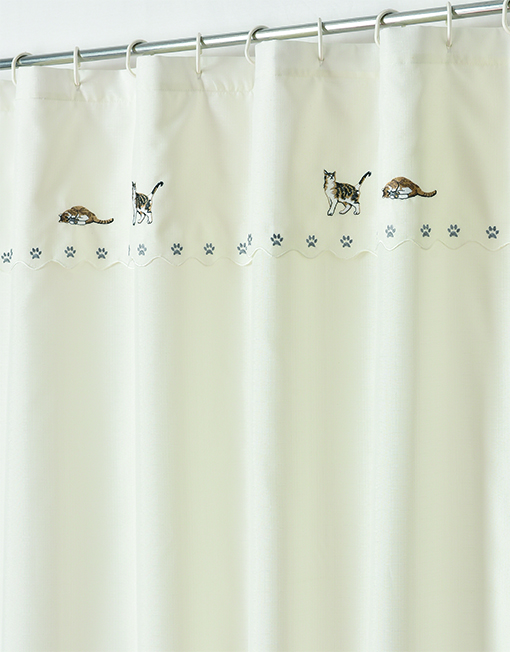 Cats Shower Curtain With Attached, Shower Curtain With Attached Valance